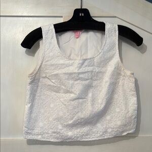 Lily Pulitzer White Cropped Tank Top, Size 2